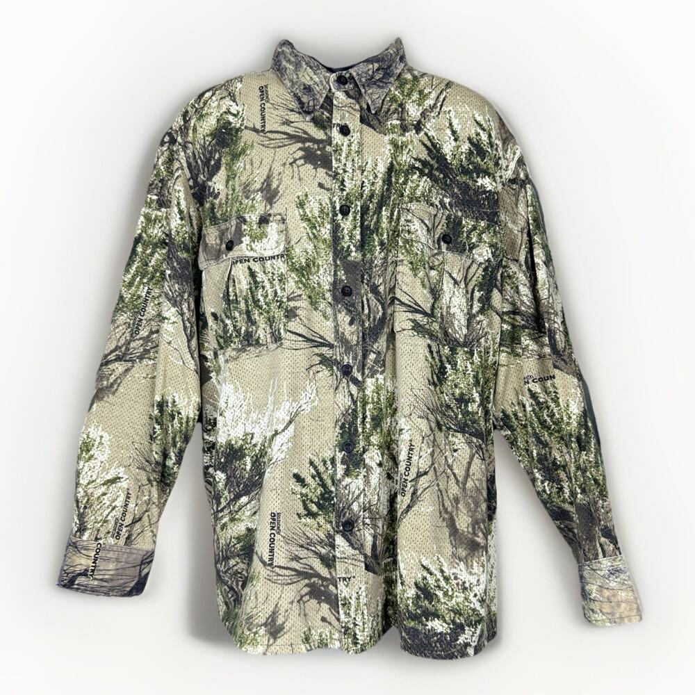 Cabela's Shirt Men XL Multicolor Mossy Oak Brush Camo Seclusion 3D Open Country